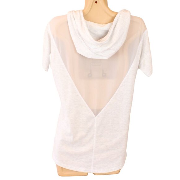 adidas Short Sleeve Hoodie Tee Sheer Mesh Back Light Heather Grey Small CA200 - Picture 7 of 8